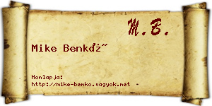 Mike Benkő névjegykártya